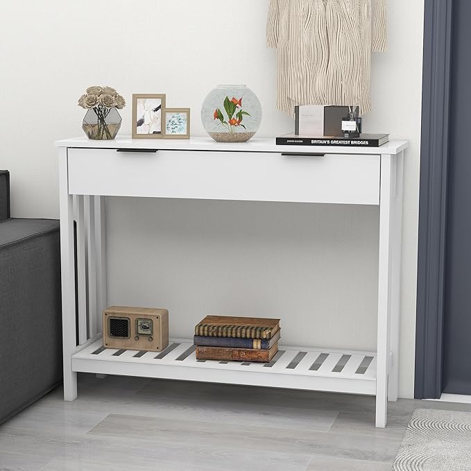 TaoHFE White Narrow Console Table
