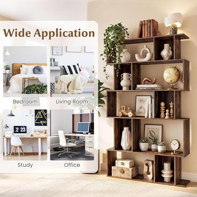 Giantex 5-Tier Bookshelf, 10-Cube Geometric Book Case
