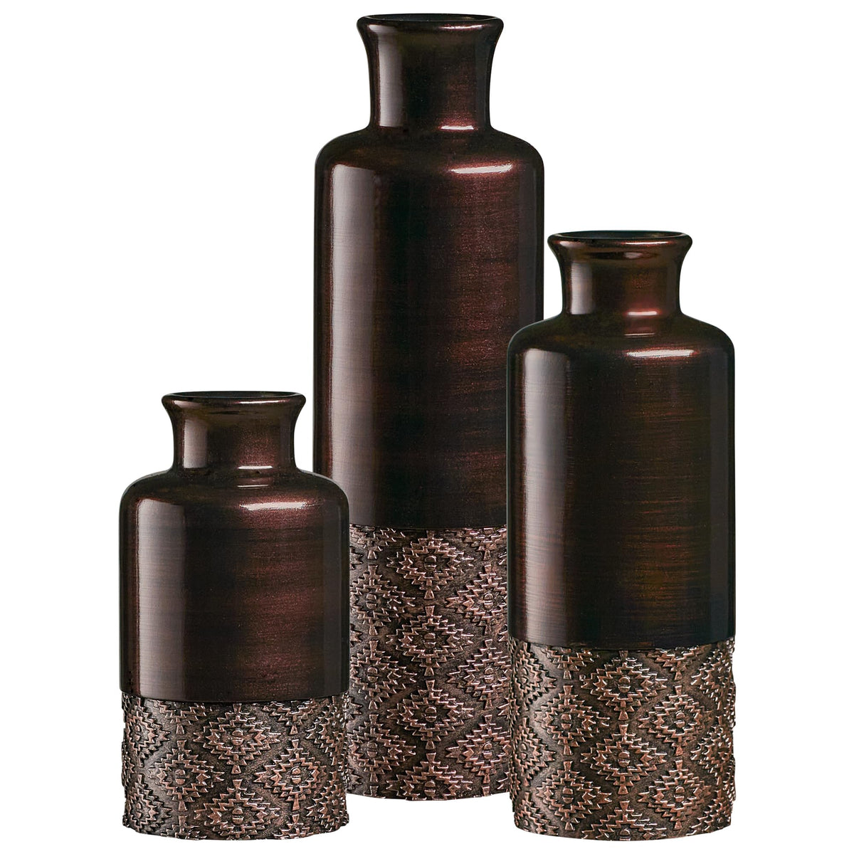 Creative Scents Dublin Brown Vases - Set of 3 Vases - Table Centerpieces for Dining Room, Kitchen Décor, Home Decor for Your Living Room, Dining Room, Bedroom, Office, Entry Table or Shelf Decor