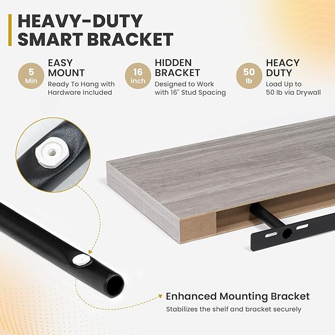Acovy 24 Inch Floating Shelves, 9.3" Deep Floating Shelf Wall Mounted, Rustic