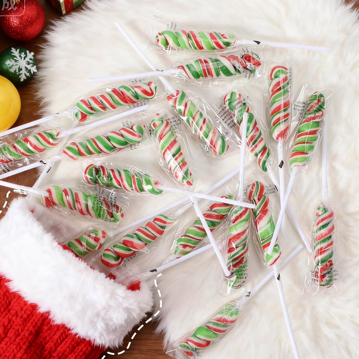 Christmas Lollipops Candy - Individually Wrapped Holiday Twisty Lollipops Bulk - Christmas Themed Red and Green Suckers for Stocking Stuffers, Party Favor, Cherry Flavor, 30 Pack