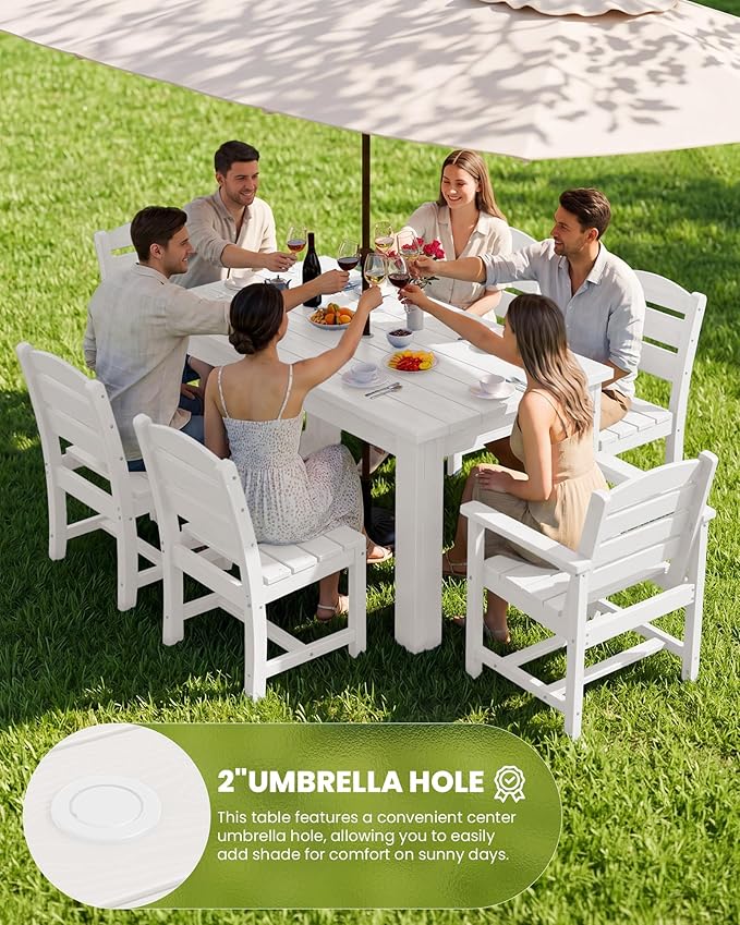 SERWALL Patio Dining Set with 15FT Double Side Umbrella, Outdoor Dining Sets