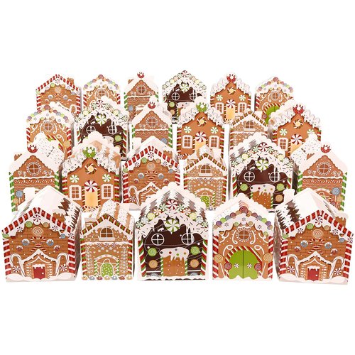 FALIZIFU Empty Advent Calendars to Fill Christmas Advent Calendar Boxes 24 Days Christmas Countdown Calendar for Kids Adults Gingerbread House Fillable Advent Calendar