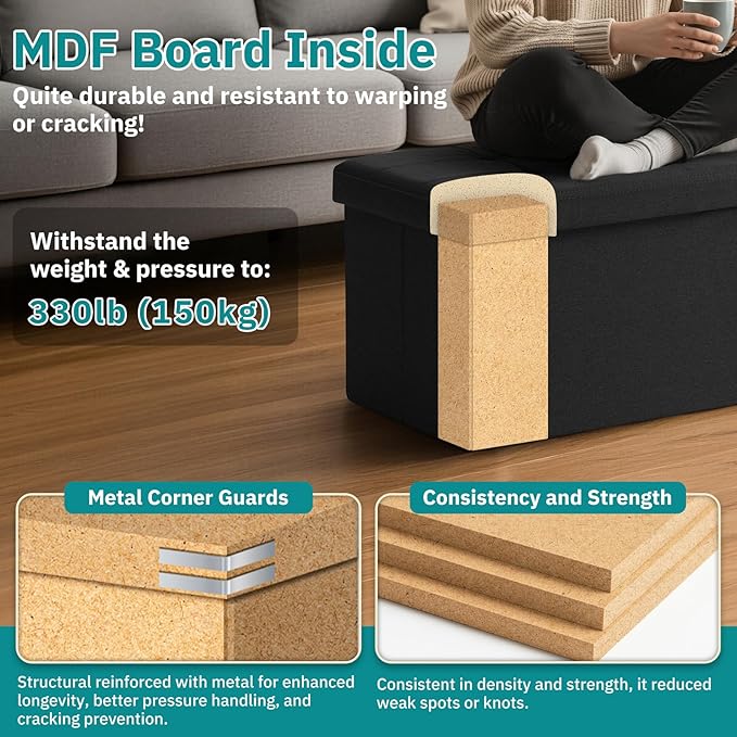 35-INCH Storage Ottoman Bench, Footrest