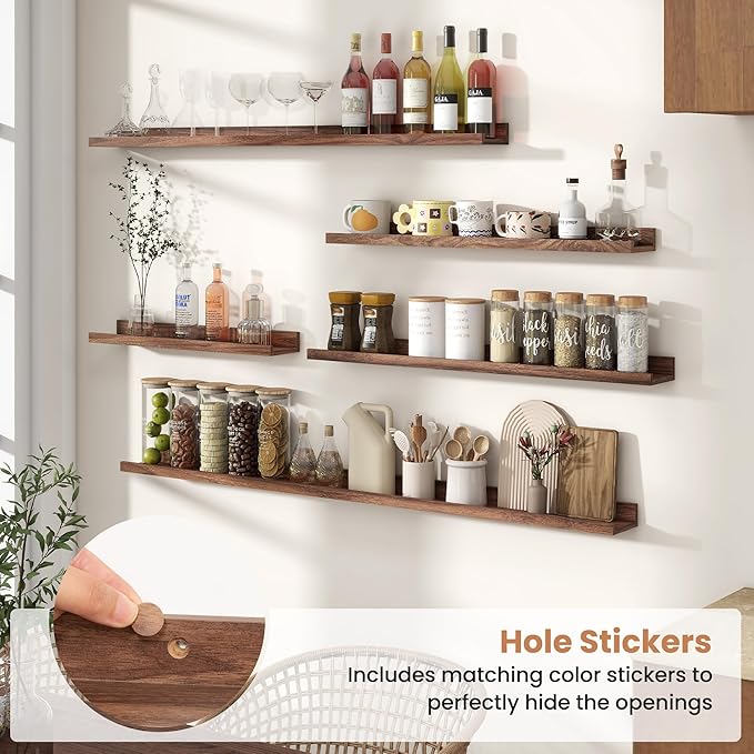 Fun Memories Picture Ledge Shelves Set of 2, 48 Inch Rustic Wall Mounted