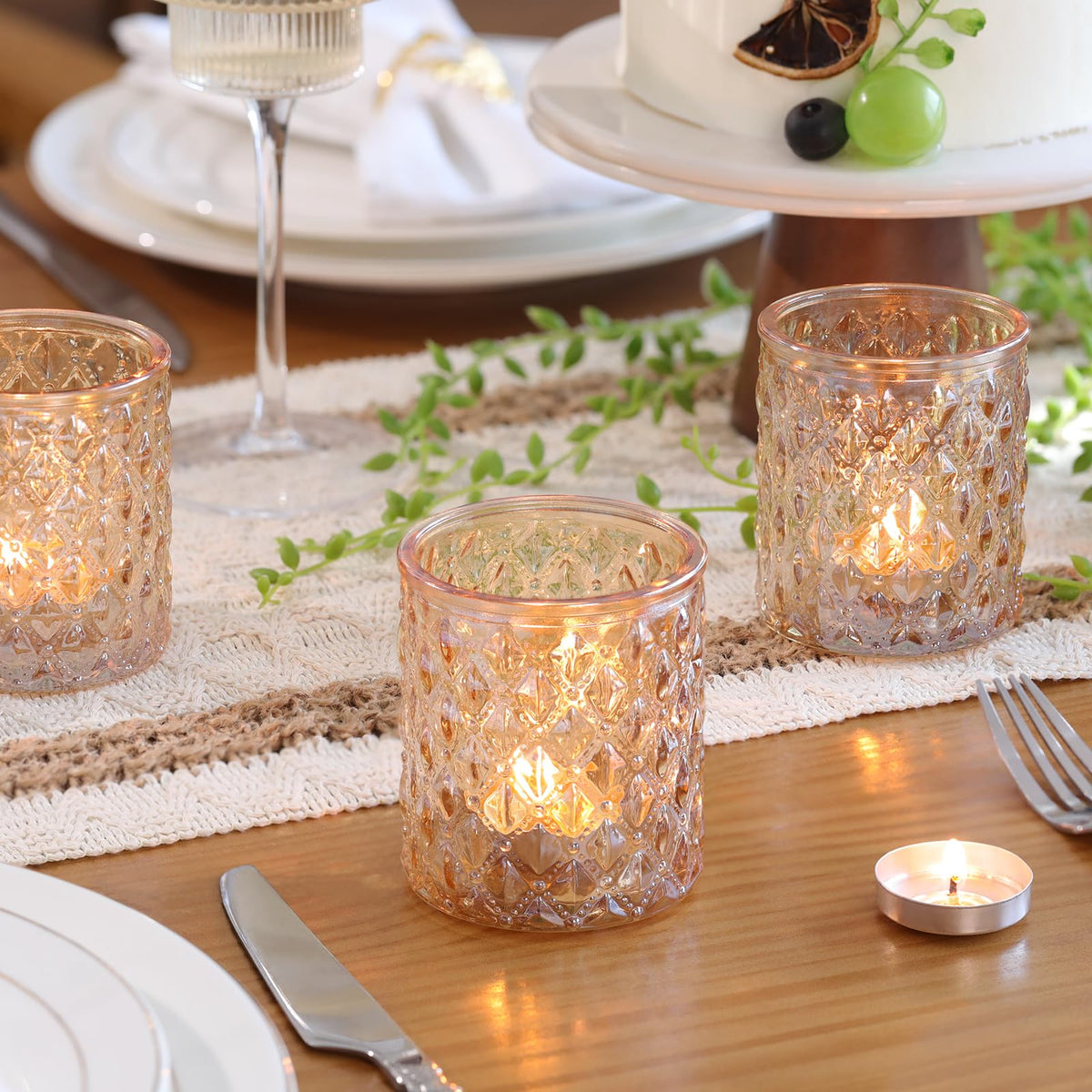 MATAHUM 12 Pcs Large Votive Candle Holders 2.8 * 3.2 inch Gold Tea Light Candle Holders Glass Candle Holder for Bridal Shower, Wedding, Table Centerpiece, Party, Home Decor