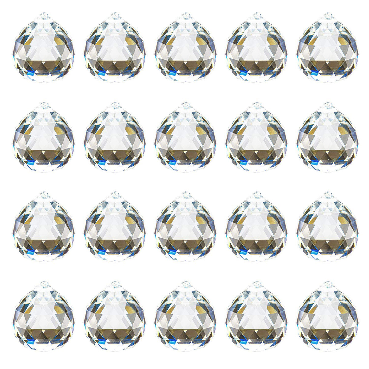 Yesland 20 Pack Upgraded Crystal Ball Prism 40mm / 1.57 Inch Decorative Ball - Suncatcher Rainbow Pendants Maker - Perfect for Chandelier Window & Wedding Decoration