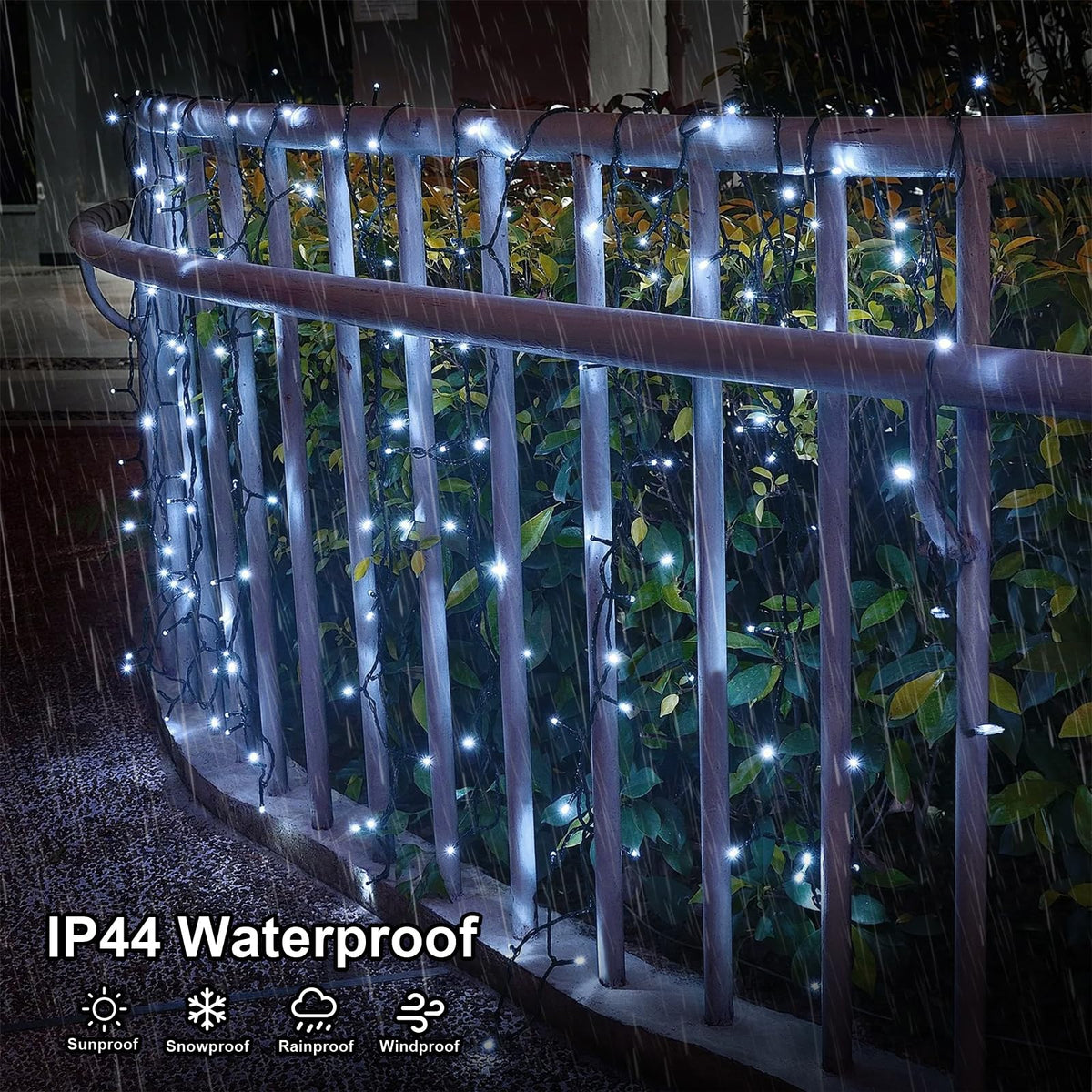 QITONG 500LED White String Lights, 165ft Christmas Lights Outdoor Waterproof with Plug in, Green Wire Twinkle Tree Lights Indoor with 8 Modes