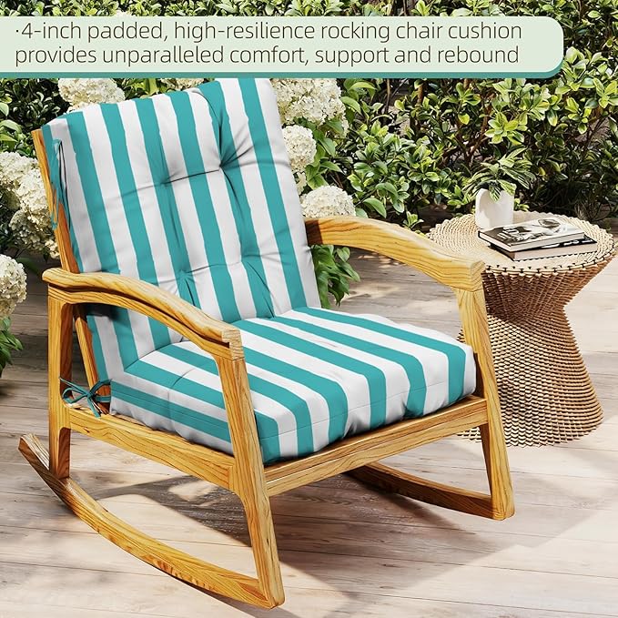 Outdoor Chair Cushions Set of 2, High Back Soft Seat Pad