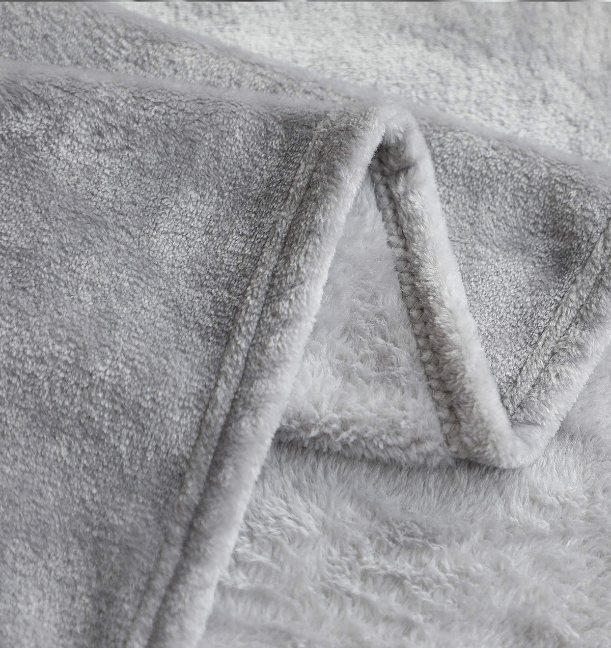 TASTHROW Large Flannel Fleece Throw Blanket, 50×70 Inch - Cozy Lightweight Thick Blanket - All Seasons Suitable for Women, Men and Kids (Light Grey)