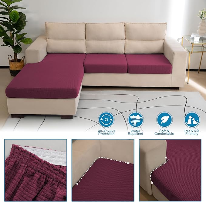 Water Repellent L Shaped Couch Covers 4 Pieces Sofa Seat Cushion Slipcovers