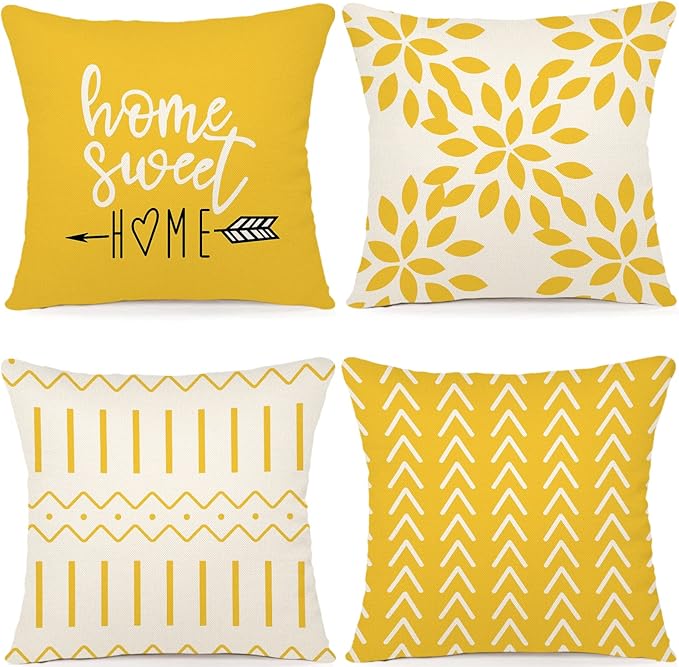 YCOLL Pillow Covers 22x22 Set of 4, Modern Sofa Throw Pillow Cover, Decorative
