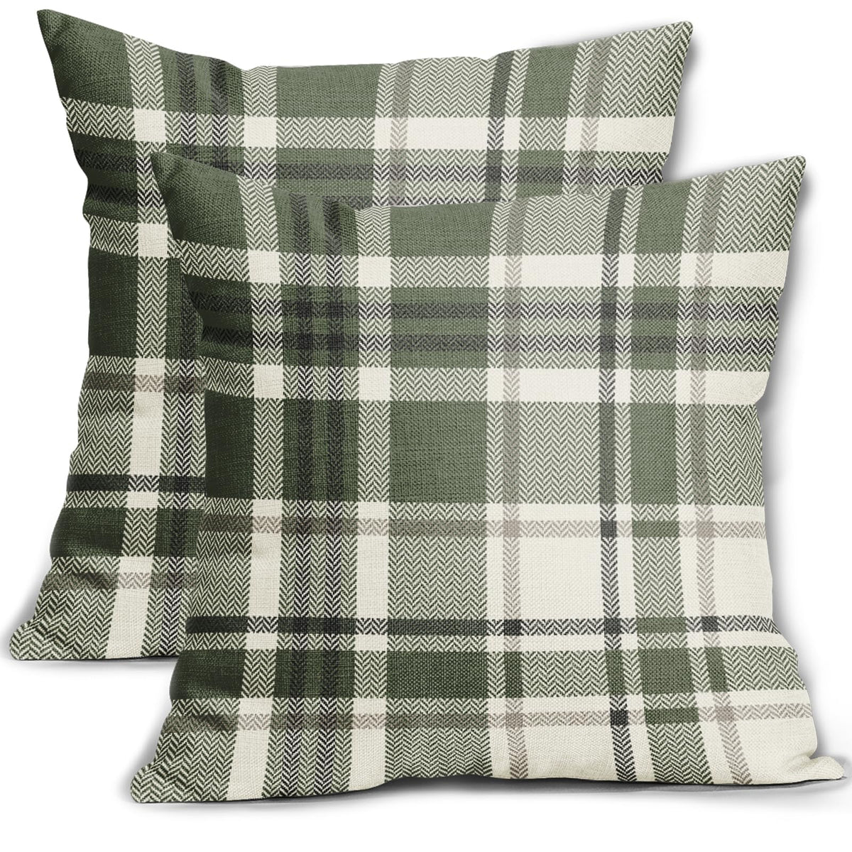 Sage Green Plaid Pillow Covers 18x18 Set of 2 Spring Buffalo Checkered Decorative Tartan Pillowcases Christmas Holiday Seasonal Outdoor Rustic Farmhouse Throw Cushion Case Decor for Couch Sofa Bed