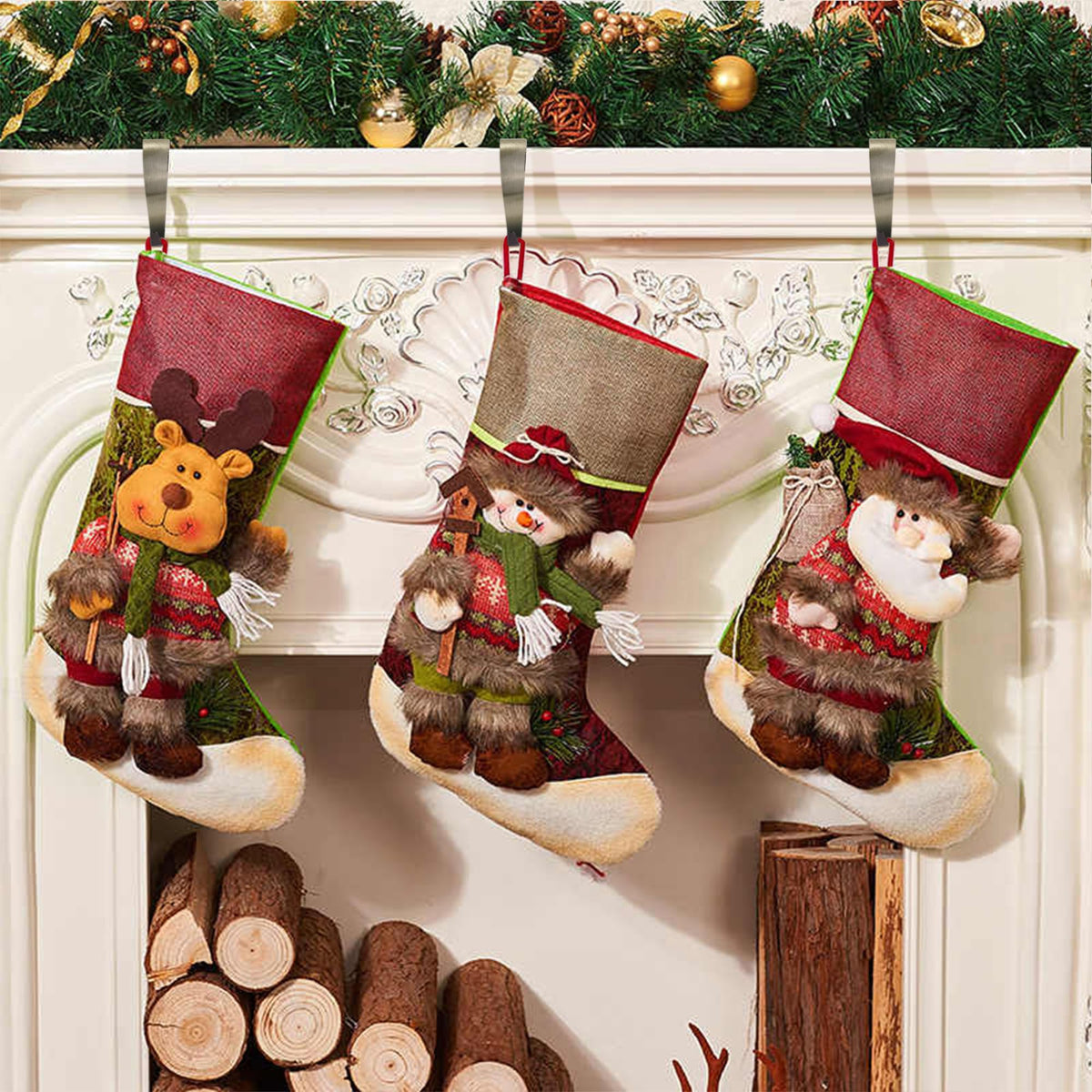 Doitory Stocking Holders for Mantle,Christmas Stocking Holder Set of 4,Stocking Hangers for Mantel,Stocking Hooks for Fireplace(Bronze)