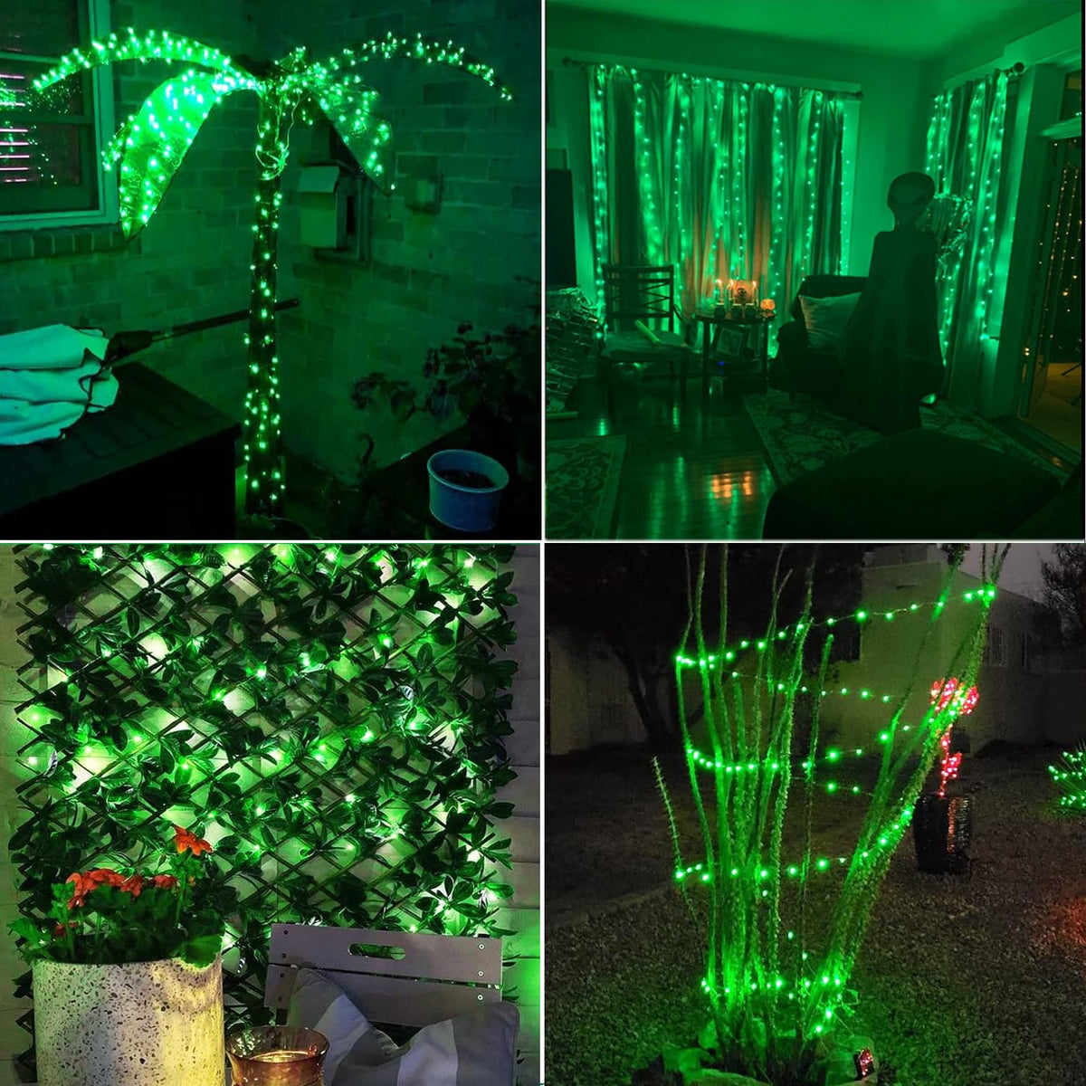 RUICHEN Plug in Fairy Lights with Switch, Waterproof 33 Ft 100 LED Silver Wire Starry String Firefly Lights for Christmas, Halloween, St. Patrick's Day, Parties, Ceiling, Vases, Craft, Green