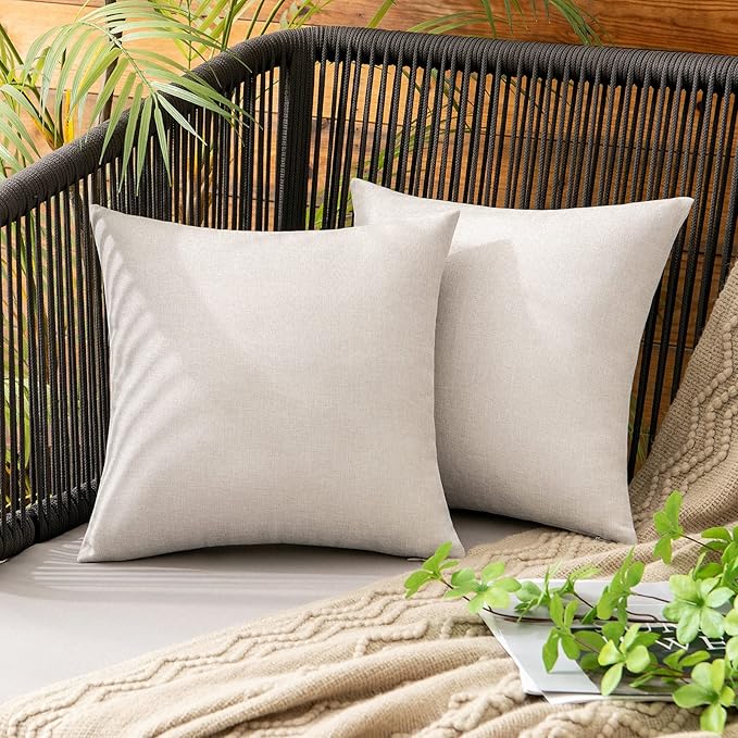 MIULEE Pack of 2 Decorative Outdoor Solid Waterproof Throw Pillow Covers Faux