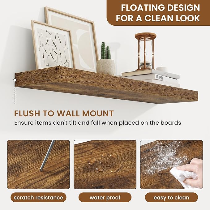 fuqing Floating Shelves for Wall, Wall Mounted Wood Floating Shelf
