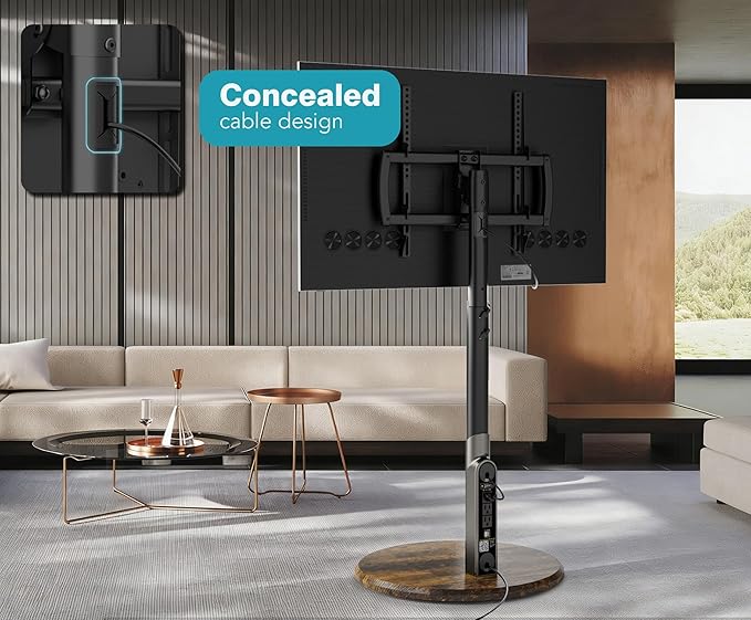 Mobile TV Stand with Power Outlet, Rolling TV Cart