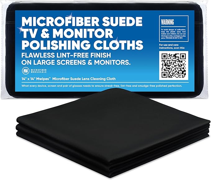 Microfiber Wholesale Premium TV Screen Cleaning Cloth Black | 14”x14” | 3pk |