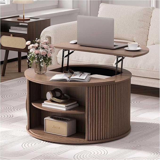SULIVES Round Coffee Table