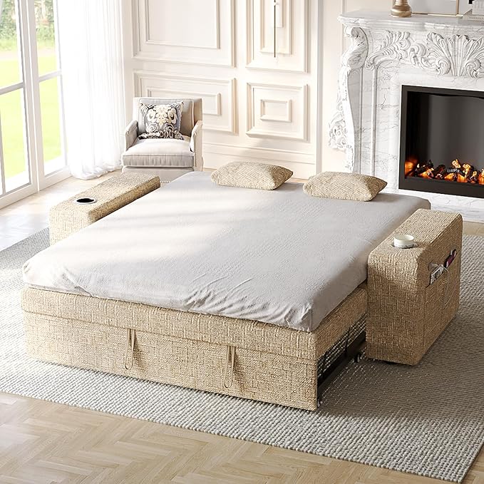 63 Inch Sleeper Sofa Bed, 3 in 1 Pull Out Couch Bed