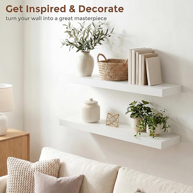fuqing White Floating Shelves | 24 Inch Wood Floating Shelves