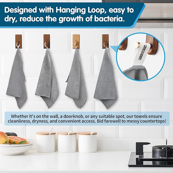 FIXSMITH Grey Microfiber Cleaning Cloth -Pack of 12, Highly Absorbent Cleaning