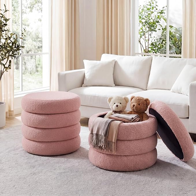 Flouki Round Ottoman Set of 2, Ottomans