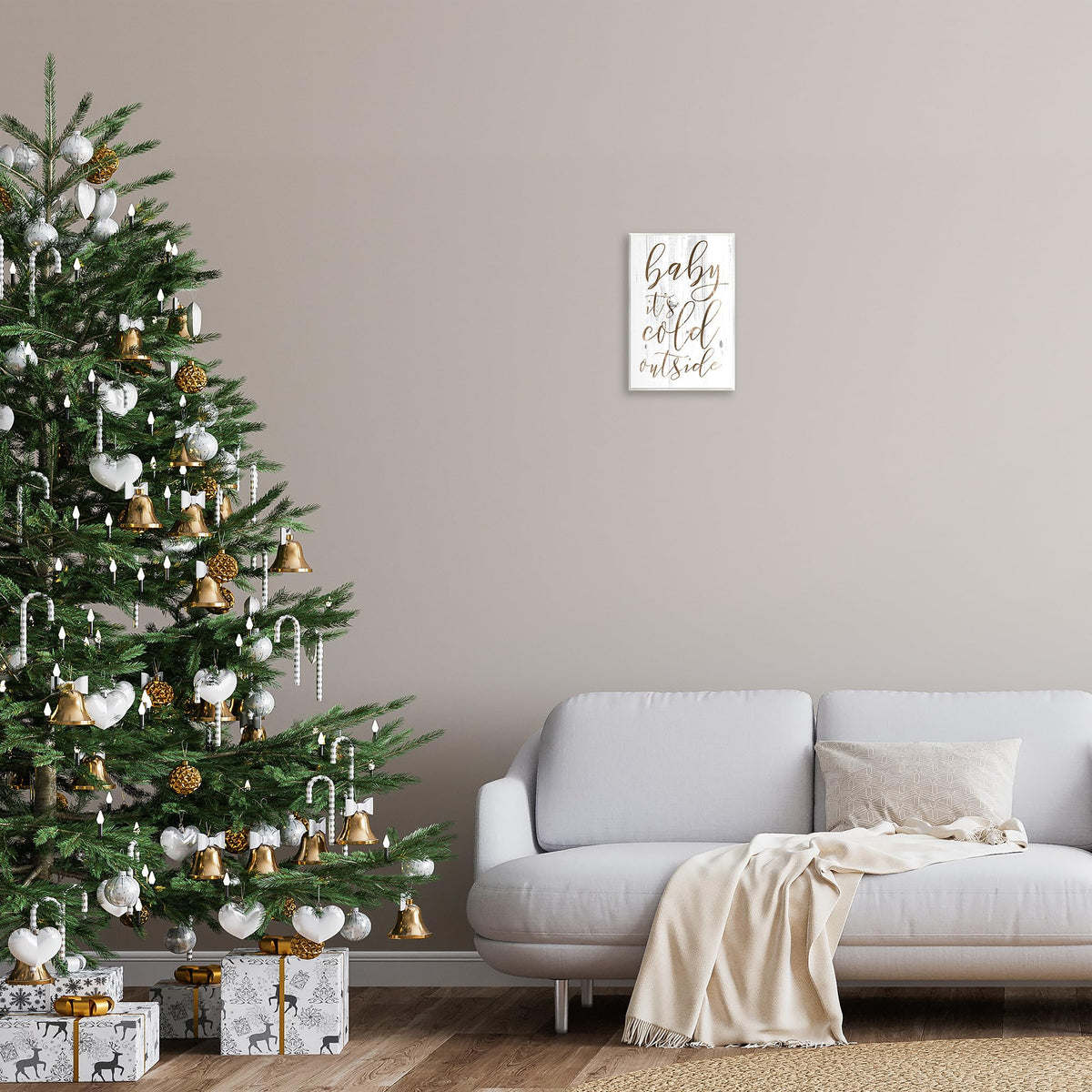 Stupell Industries 'Baby Its Cold Outside Cursive', Wall Plaque Art, 10 x 15 Inches, Easy to Hang and Sturdy, Made in USA, by Lil' Rue