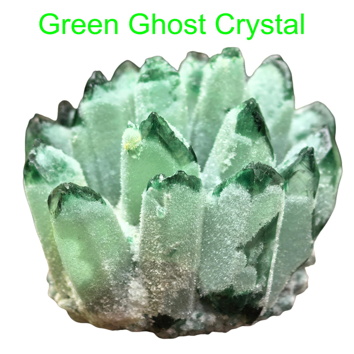 Natural Crystal Cluster Quartz Carved Crystal Sculpture Reiki Healing Stone Home Decor Mineral Specimen Crystal Gift Collection (Green Ghost Crystal)
