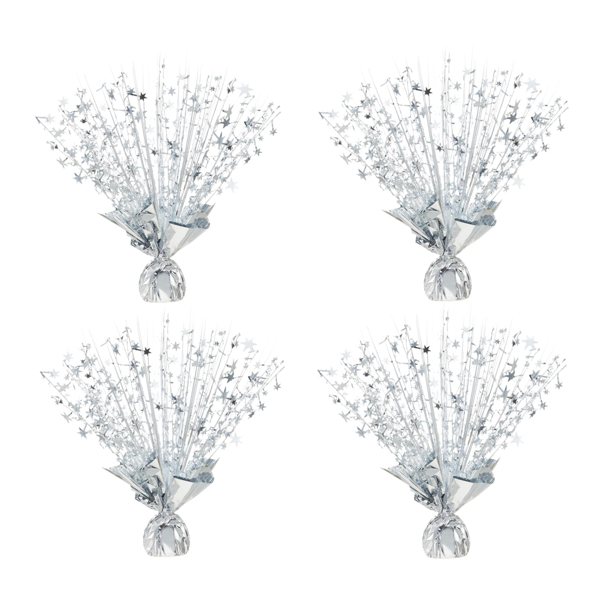 4 Pack Metallic Foil Spray Centerpiece Stars for Wedding, Birthday, Anniversary, Christmas Table Decor, Holiday Festival Baby Shower Graduation Mantle Party Decorations (Silver)