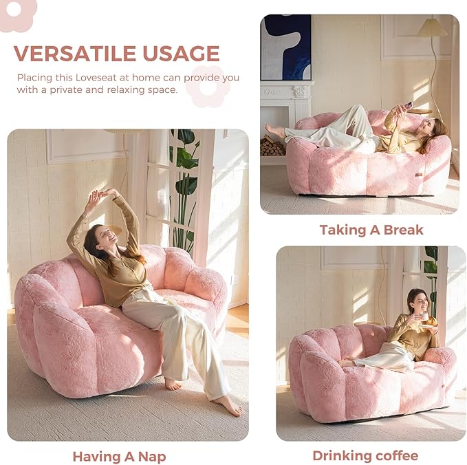 MAXYOYO Bean Bag Chair for Adults, Loveseat Floral Shaped Bean Bag Sofa