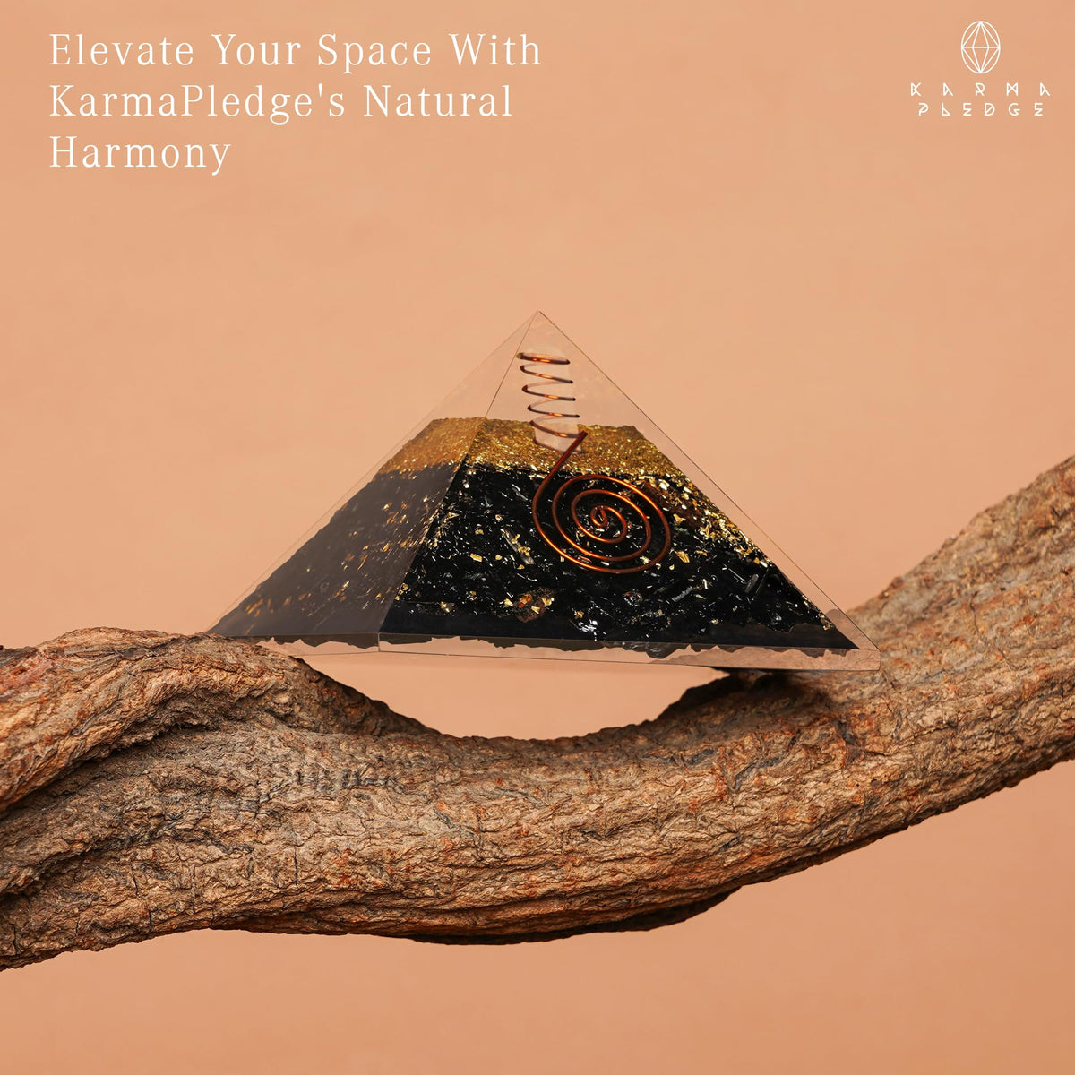 Chakra Healing Crystal Pyramid, Unique Birthday Gifts for Womens, Mom, Love One, Black Tourmaline Orgonite Orgone Pyramid for Meditation, Balance, Positive Energy, Success, Office Desk Decor