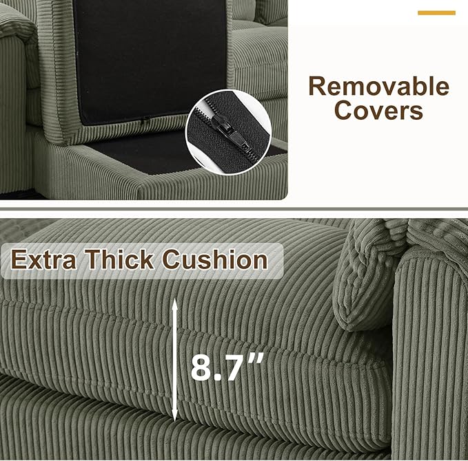 HAOMARKETS Corduroy Sofa Set, Upholstered Armchair and 3-Seater Couch