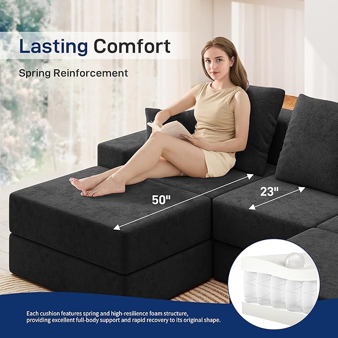 Living&Giving 128" U-Shaped Cloud Sectional Couch