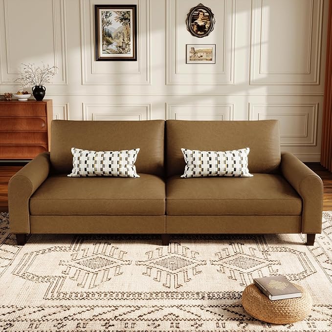 EASE MOOSE 70.6" Faux Leather Loveseat Sofa, Deep Seat Waterproof and