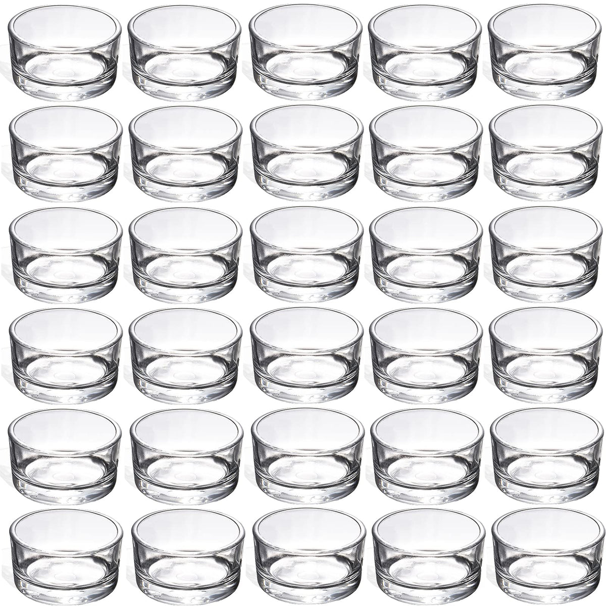 GOLDEAL 30 PCS Small Clear Glass Tealight Candle Holders,Tealight Holders Bulk Use for Weddings Parties Dinner,for 1.5" Tealight. as Well as Candle Mould…