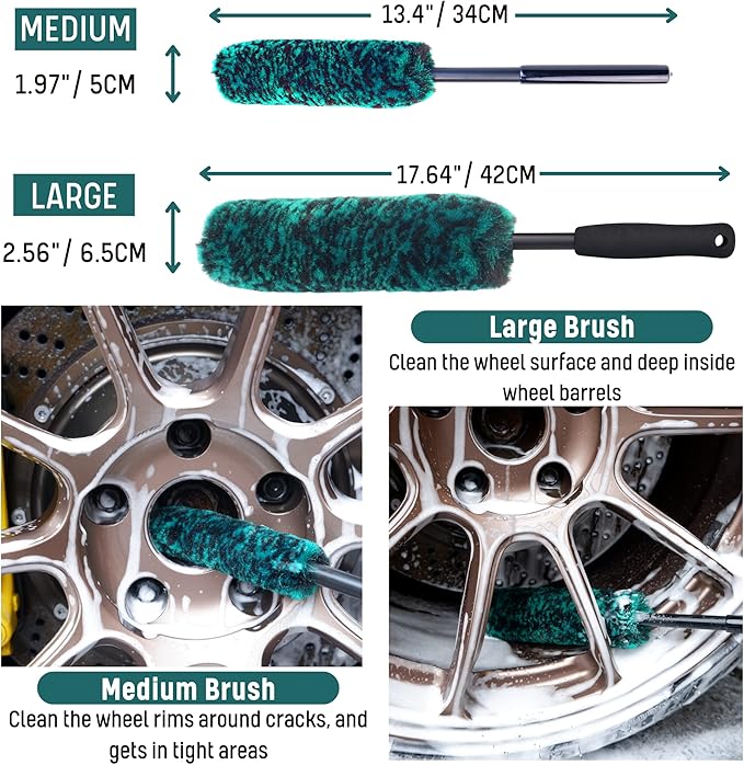 Professional 4 Pack Long Handle Wheel Brush Kit