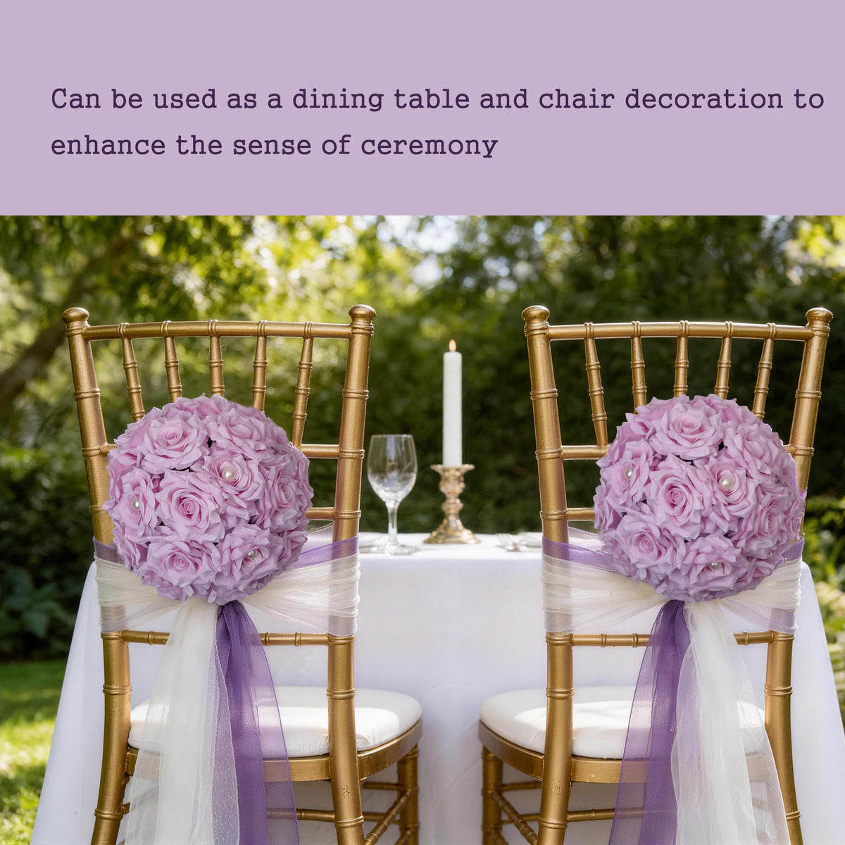 BloomTrend Flower Centerpieces for Wedding Tables: 2 Pcs 9.5 inch Diameter Pearl Inlaid Purple Silk Rose Artificial Flower Ball for Weddings Party Birthday Bridal Shower Decorations