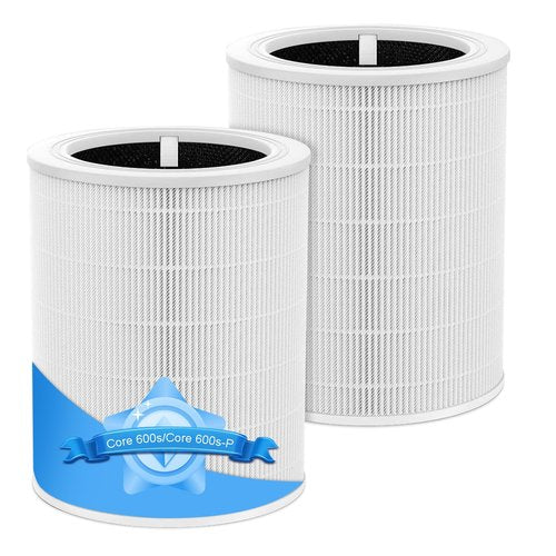 Core 600S Replacement Filter for LEVOIT Core 600S & Core 600S-P Air Purifier, 3-in-1 HEPA High-Efficiency Activated Carbon Pet Filter for Home Large Room Core 600S-RF, 2 Pack