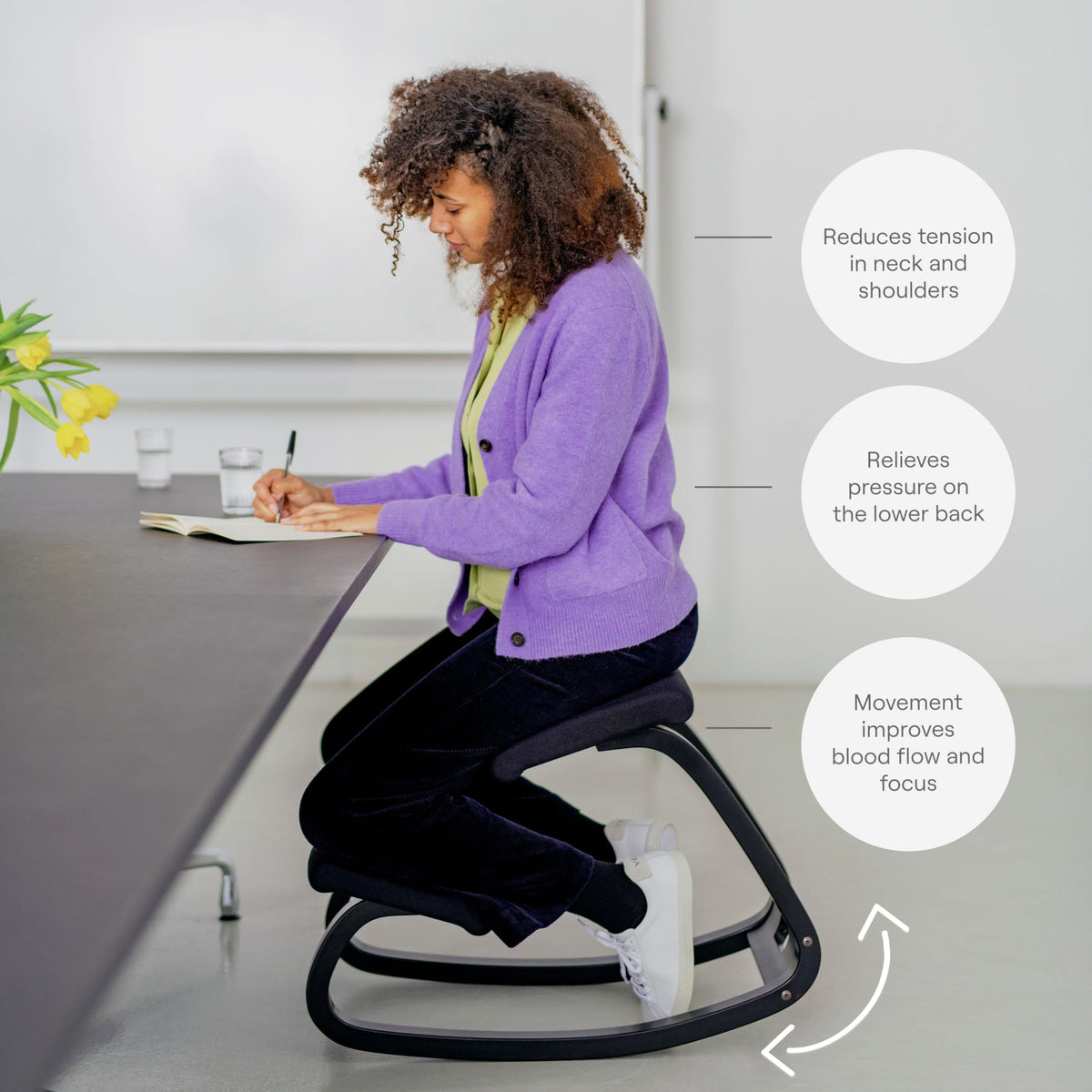 Varier Variable Light Brown/Yellow Tonal Ergonomic Office Kneeling Chair for Desk – Back Pain Relief, Rocking Seat for Home, Study & Posture Support – 10 Year Manufacturer Warranty