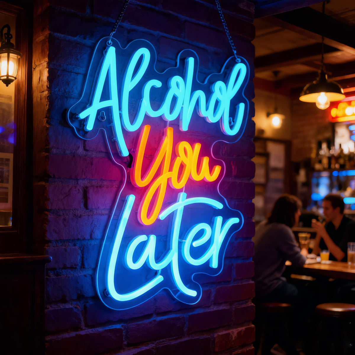 Alcohol You Later Neon Sign Alcohol Neon Sign for Wall Decor Party Deco USB Dimmable LED Neon Lights for Beer Bar Kitchen Restaurant Home Bar Pub Tavern Party Man Cave Club Shops Hotel Store Business Gift