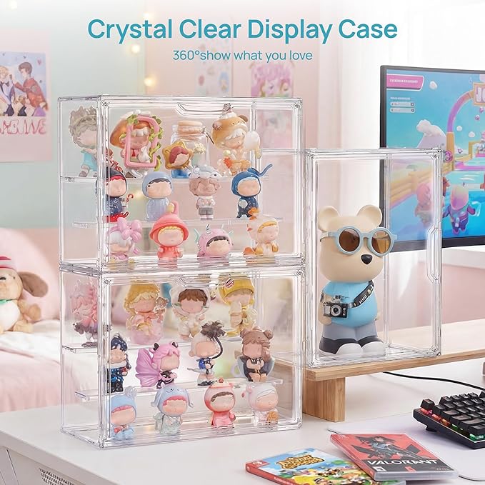 Vtopmart 2 Pack Acrylic Display Case, Stackable Figure Display Case