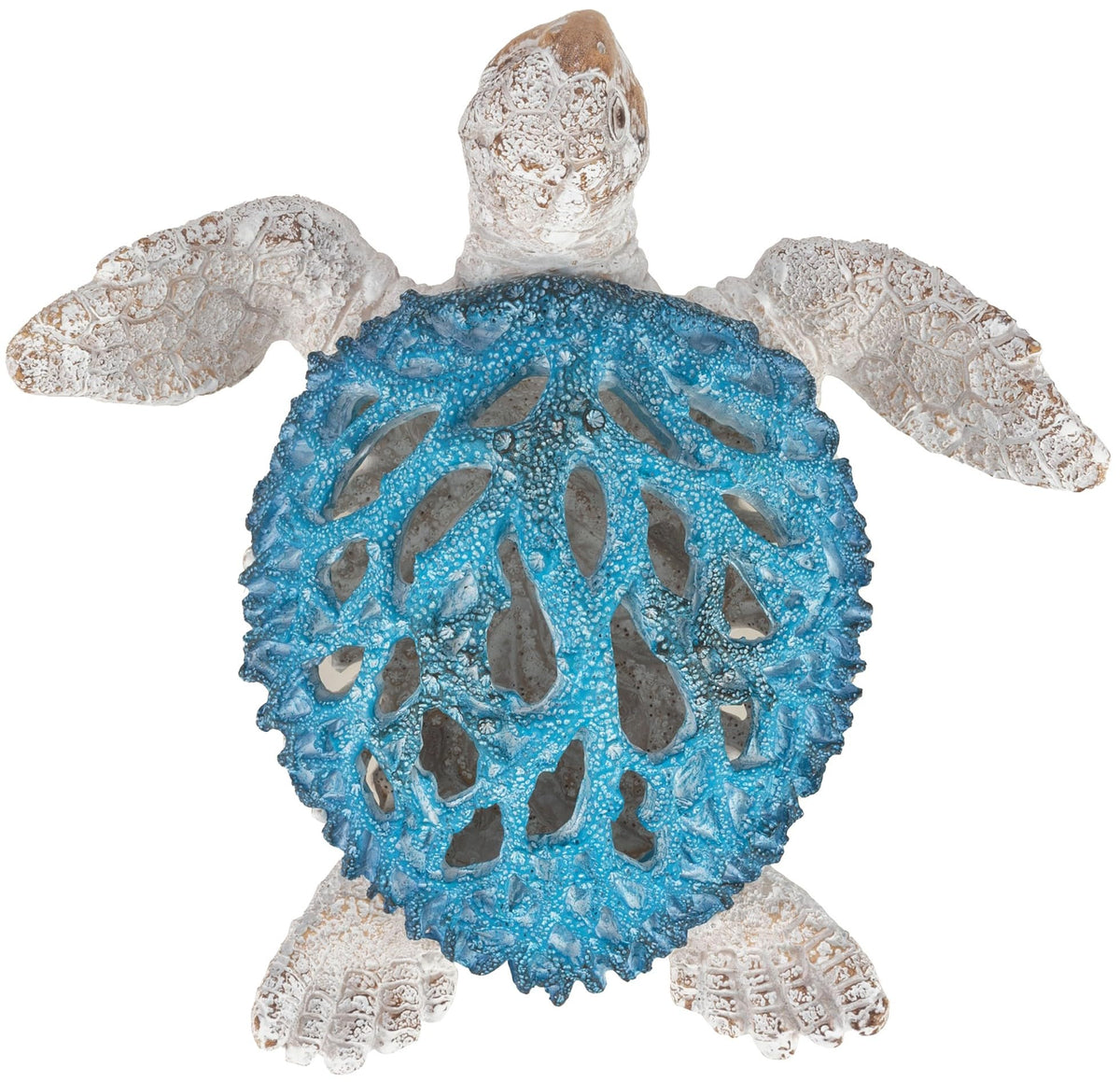 VVGIFTS Ocean Decor Sea Turtle Coral Reef Home Office Decor Sculpture Beach Coastal Tabletop Shelf Collection (Blue)