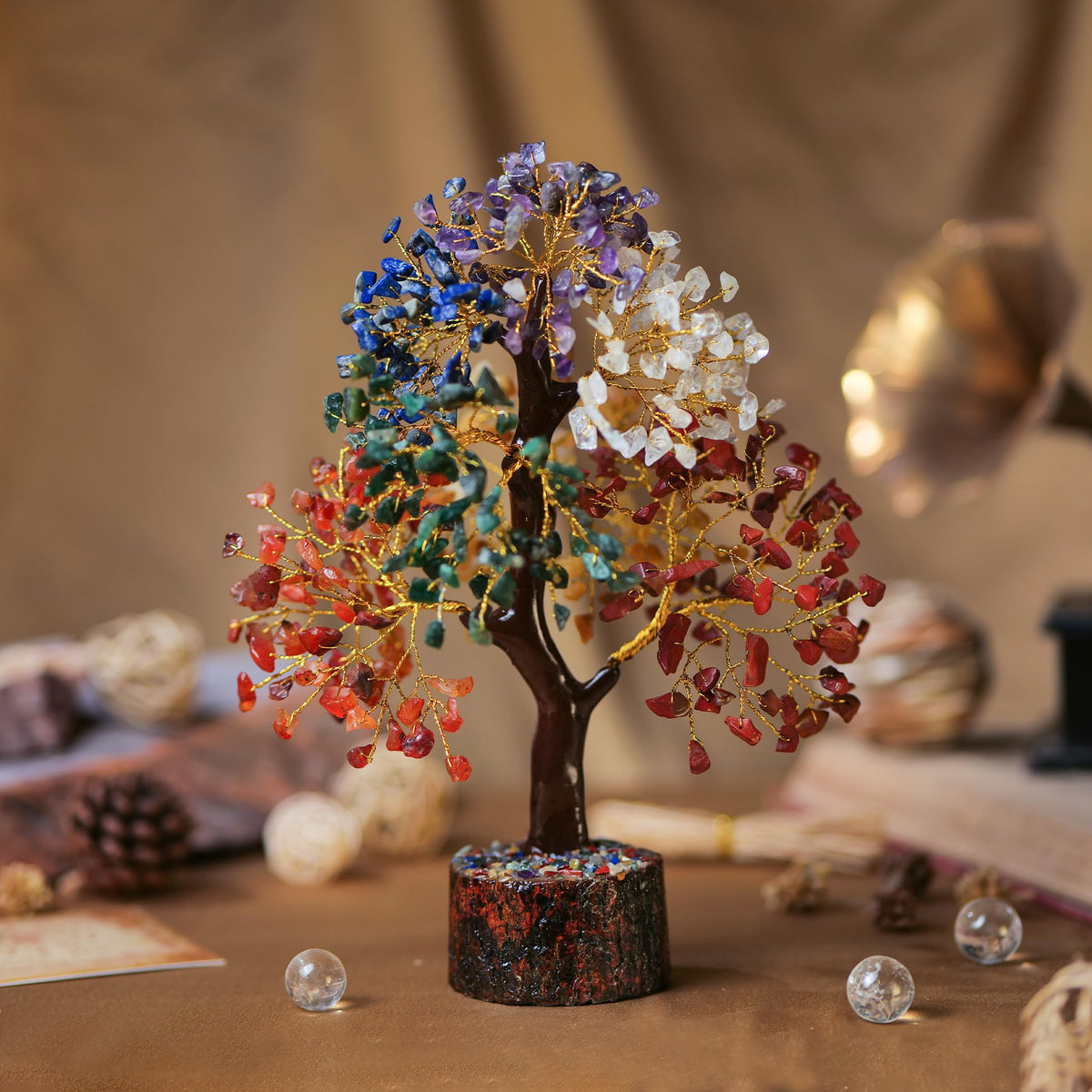 Seven Chakra Tree of Life, Crystal Tree for Positive Energy - Feng Shui Tree, Artificial Tree, Crystal Decoration, Money Tree, Handmade 7 Chakra Tree, Stone Tree, Healing Crystals, Spiritual Gifts