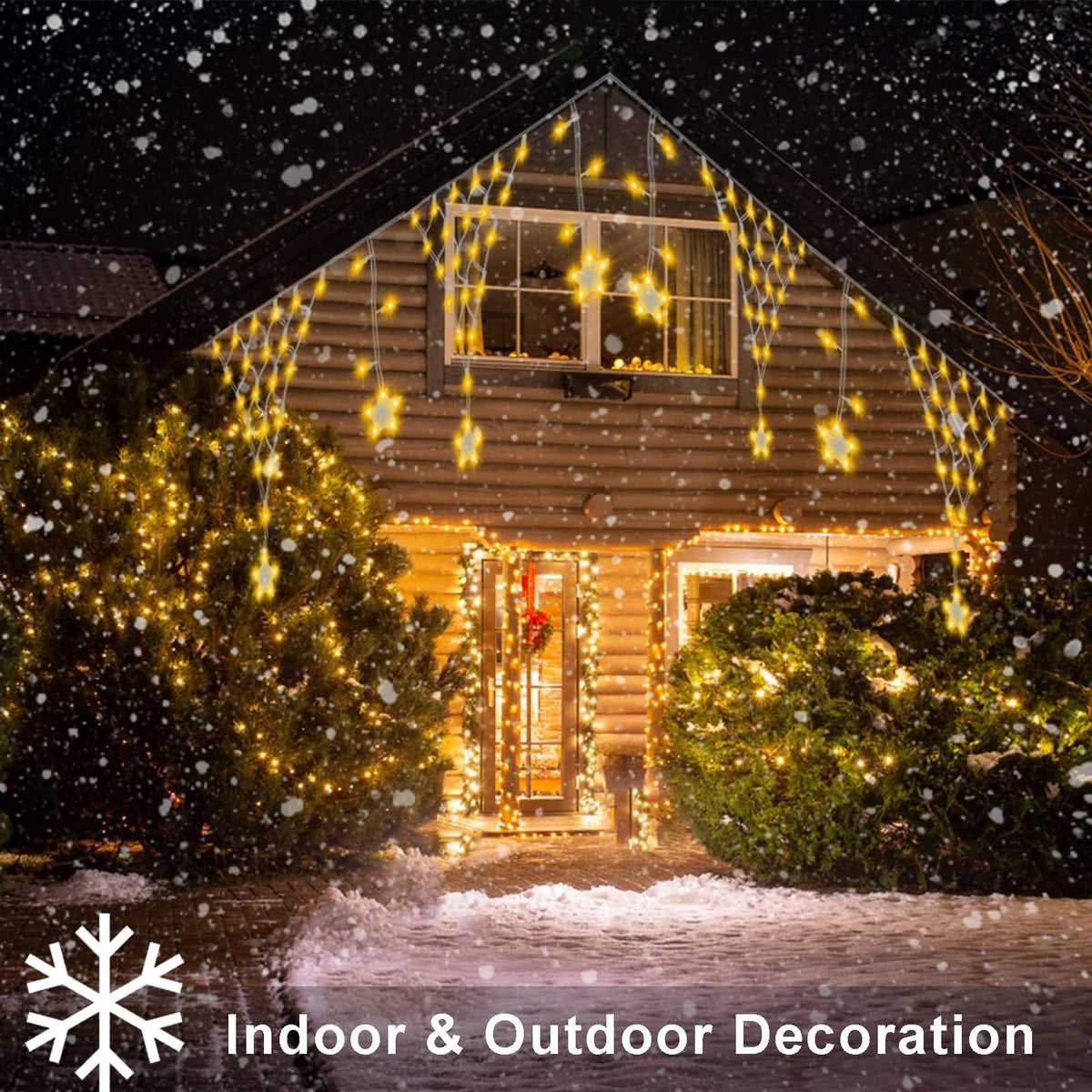 DBFAIRY Christmas Net Lights,196 LED 13.1x1.9Ft Waterproof Outdoor Christmas Lights Net Mesh Light Mains Powered Timer Built in LED Net Light Holiday Decor for Balcony Fence Roof Railing Wall