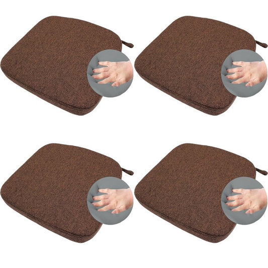 ZYHOONE Chair Cushion with Ties for Kitchen Chair - Thick Memory Foam Indoor Seat pad,Dining Room Cushion with Machine Washable Cover [15 X 15 X 2 Inches] - (Dark Brown,4)