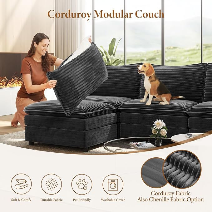Vesgantti 108" Modular Sectional Sofa, Comfy Cloud Couch
