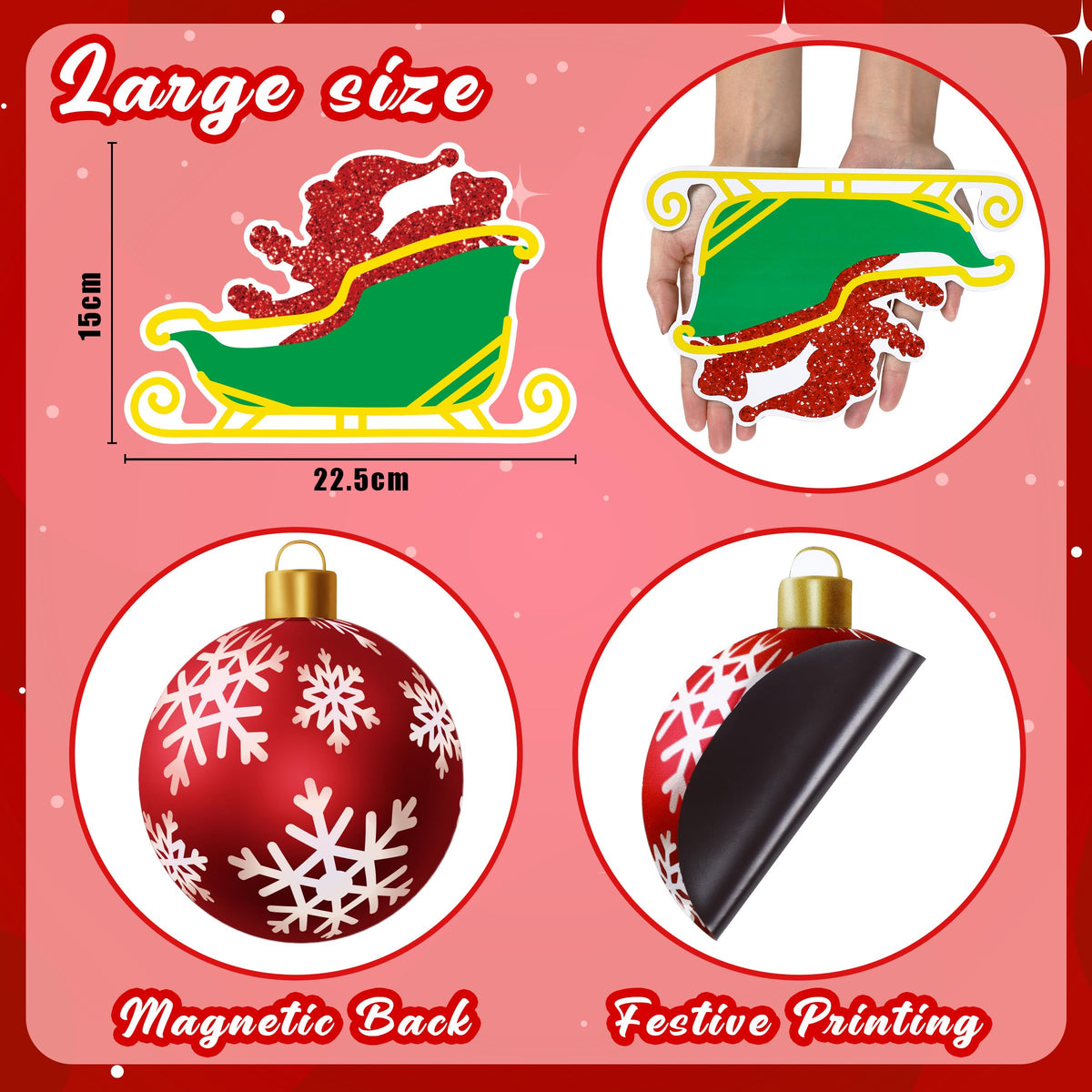 45PCS Christmas Garage Door Decorations Magnets - Believe Santa Reindeer Xmas Holiday Refrigerator Fridge Kitchen Decor