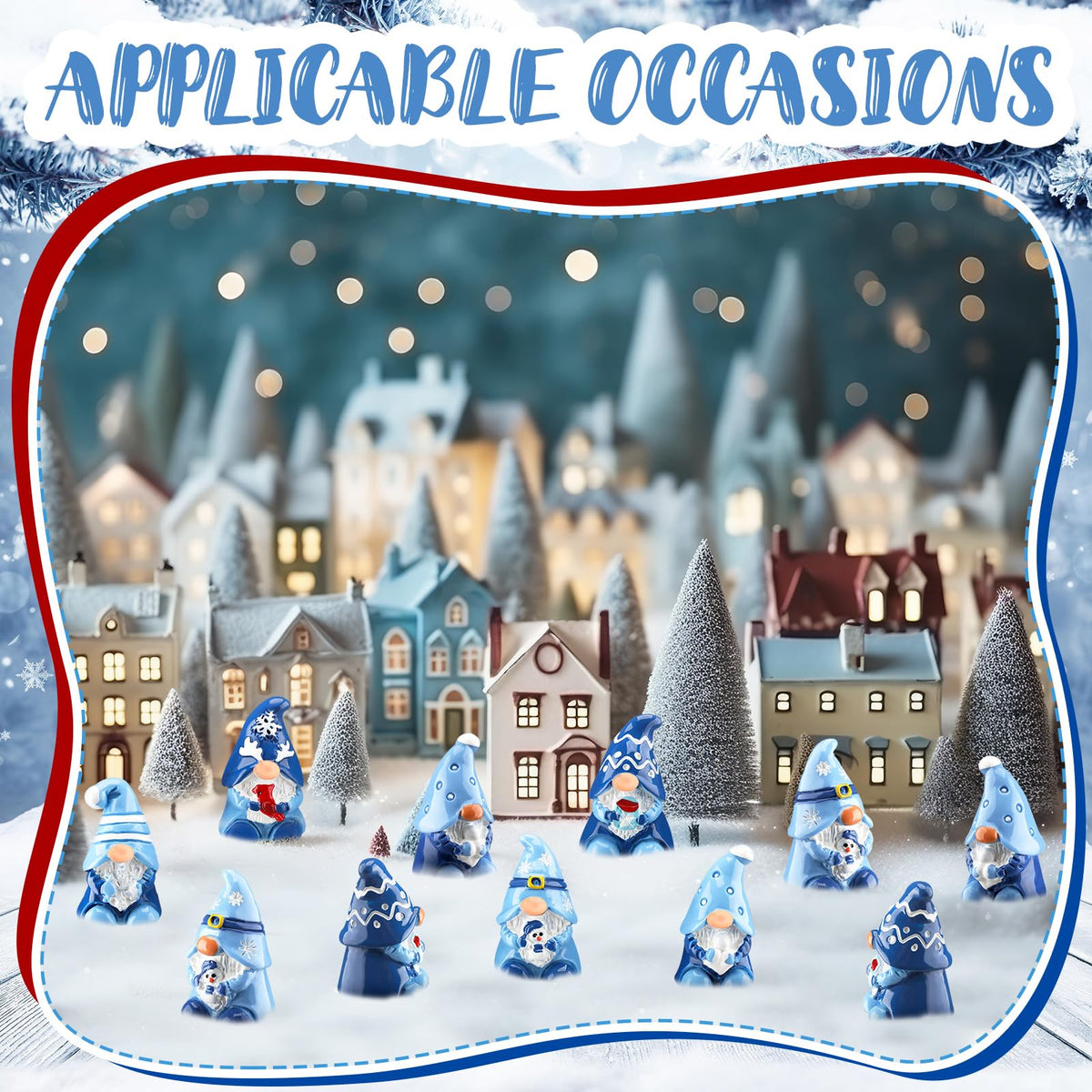 Quzzil 80 Pcs Winter Mini Gnomes Figurines Winter Snowflake Miniature Figurines Tiny Resin Statues Snowman Table Centerpieces for Patio Garden Ornament to Hide Party Favors